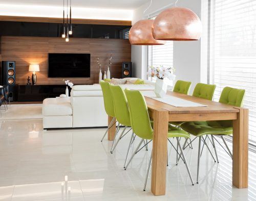 Dinning room and living room Real home interior of dinning and living room